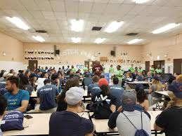 Volunteers meet at Foster Park school before starting work on the 2017 Chicago Cares Serve=a-thon