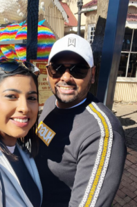 Smiling staffers at the Gold Reef City Theme Park during the 2022 Christmas in July event