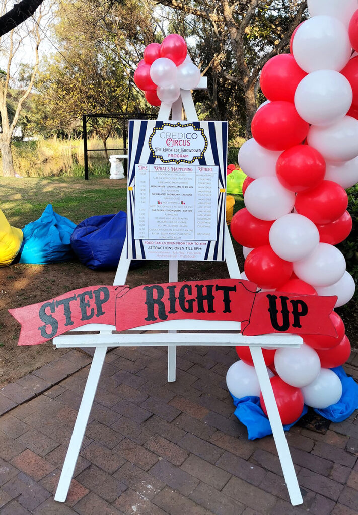 Circus-themed signs led the way to Credico South Africa's 2025 Christmas in July